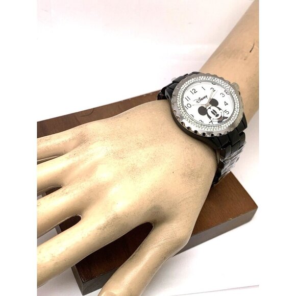 Disney Mickey Mouse Women\'s Watch W000501 Black Quartz White Dial Gemmed Bezel main image 6